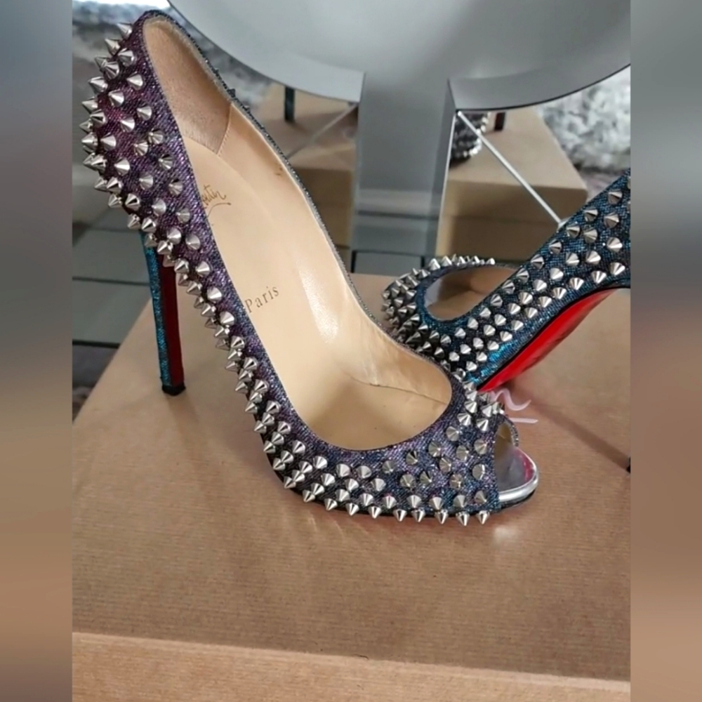Christian Louboutin Purple Spiked Heels - Picture 5 of 17